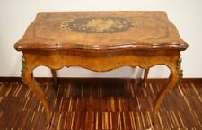 Antico tavolo da gioco consolle in radica con intarsi stile Luigi XV del 1800