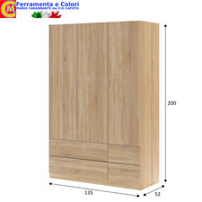 Armadio 3 ante 4 Cassetti