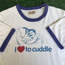 T-shirt vintage Y2K uomo Abercrombie divertente amo coccolare bianca suoneria media