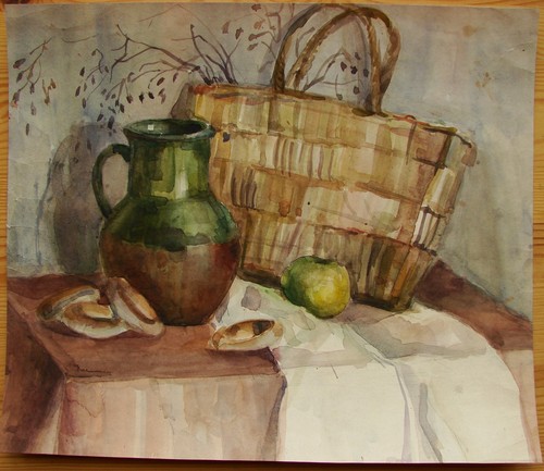 Borsa cestino realismo pittura