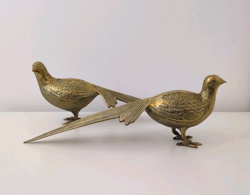 Pair brass pheasants - brass,