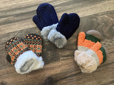 Arctic Paw 3 paia di guanti in maglia foderati in sherpa per bambini; multicolore; 2T-5T