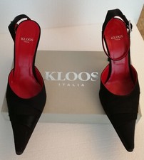 SANDALI ELEGANTI IN RASO NERO FIBBIA CON STRASS ANNI 2000