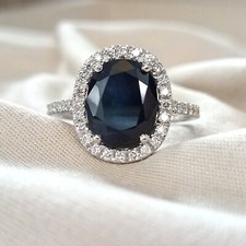 Anello con zaffiro blu ovale - anello,