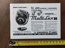 Pubblicità vintage 1959: esposimetro MultiLux foto ICE Milano FAI UNA PROPOSTA