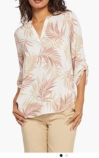 Camicetta Henley NYDJ manica 3/4 taglia media prato tropicale palma collo diviso