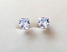 Orecchini in Argento Punto Luce Quadrati Zirconi Brillanti Uomo Donna