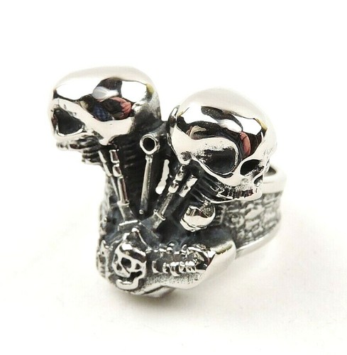 Anello motore teschio acciaio - anello,
