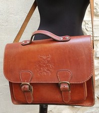 Cartella scuola università in cuoio capiente robusta tracolla libri documenti 