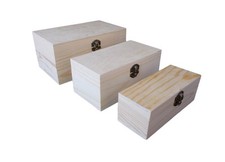 x 3 Scatole Legno Dipingere Decoupage Portagioie Matrioska Scatola Cofanetto dfh