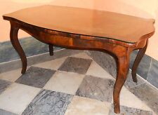 TAVOLO TAVOLINO DA FUMO CAFFE LEGNO INTARSIATO RIPIANO VETRO ANTIQUARIATO