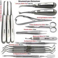 Kit per Estrazione Dente Dentale Chirurgia Orale Leve per Radici Pinza Adson CE