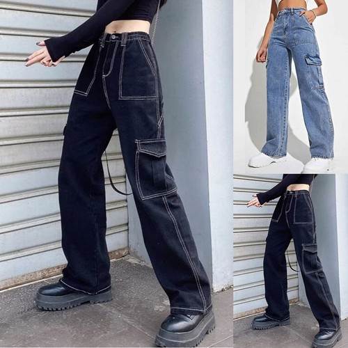 Pantaloni jeans cargo donna
