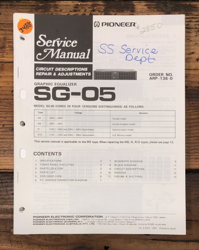 Pioneer equalizzatore - pioneer, sg-05