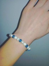 BRACCIALE VERE PERLE AUSTRALIANE BAROCCHE CON CRISTALLI BLU 