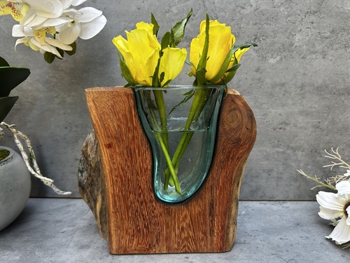 Vaso cuneo legno vetro - vaso, fuso