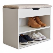 Baule Cassapanca Scarpiera Contenitore con Cuscino Imbottito in Melaminico