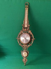 VECCHIO BAROMETRO TERMOMETRO IGROMETRO IN OTTONE VINTAGE DA PARETE ANNI 70. CU72