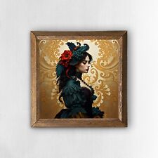 Arte da parete Signora dell'epoca decorazione da parete con cornice in legno stampa pietra naturale regalo