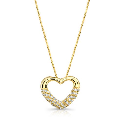 14k oro giallo diamante - giallo, cuore
