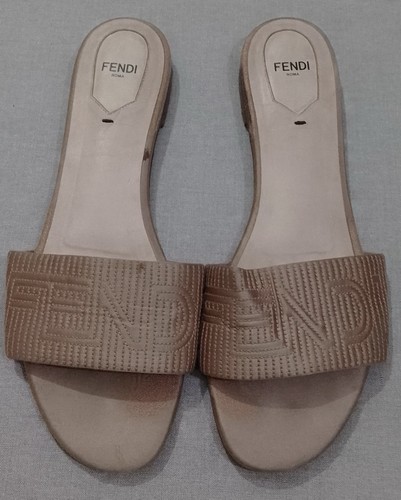 Sandali fendi beige raso logo - sandali,