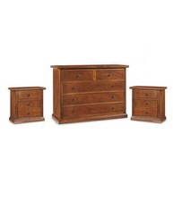 GRUPPO COMO' E 2 COMODINI ARTE POVERA TINTA NOCE (364).