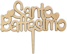Cake Topper Santo Battesimo in Legno