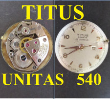 titus geneve unitas u 540 movimento movement manual old watch dial 19,8 vintage