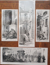 4 Stampe antiche  costume