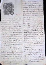 (H22) ANTICO MANOSCRITTO SU CARTA BOLLATA SOLDO UNO DELL'ECCELLENTISSIMA CAMERA