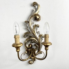 Applique stile Liberty antico in legno oro argento lampada da parete a due luci
