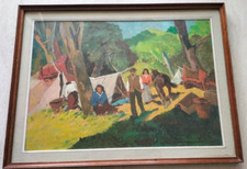 Domenici Quadro  Olio su tela  "Zingari"  80x60 Firma in Basso e Retro