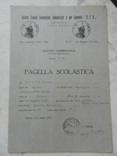 GENOVA PAGELLA SCOLASTICA 1945/46 ISTITUTO TECNICO PER GEOMETRI LARGO ZECCA