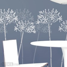 Stencil da parete con fiori di Agapanthus decorazione casa grande stencil da parete per pittura 10001