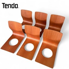 Sedie basse giapponesi Tendo Mokko Zaisu 6 pezzi design Kenji Fujimori usate Giappone