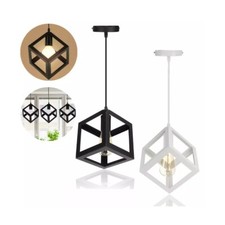 Lampadario Lampada Sospensione Cubo Moderno con Portalampada E27 BIANCO o NERO 
