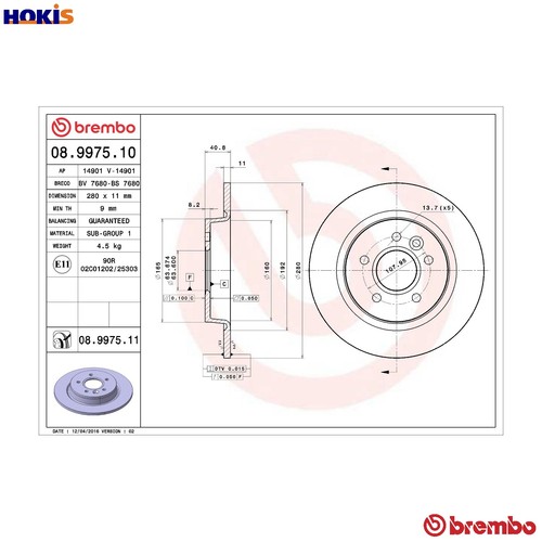 Dischi freno 9975 11 - 2, per