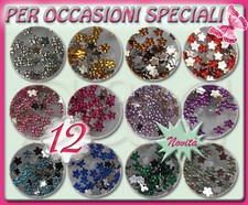 12 VASETTI STRASS COLORATI A