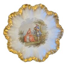 Set di 2 antichi piatti Limoges Depose oro bordo capesante 9 pollici ancoraggio marchio AL