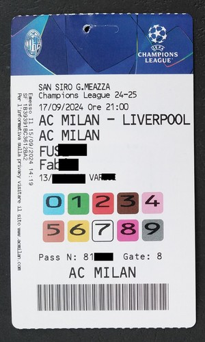 Biglietto accreditamento uefa - biglietto,