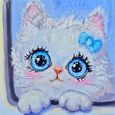 Dolce gatto quadro olio 20x20