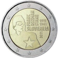 SLOVENIA  2011 - 2  EURO COMMEMORATIVO FRANC ROZMAN STANE   FDC- UNC