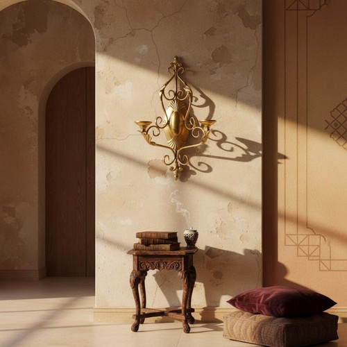 Candelabro metallico dorato - candelabro,