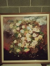 QUADRO AD OLIO DI MARIO BERRINO PITTORE IN ALASSIO / SAVONA - 115 X 115 CM