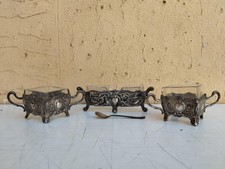 ANTICO SET DA TAVOLA SALE PEPE PORTA-STUZZICADENTI IN ARGENTO CON CUCCHIAINO