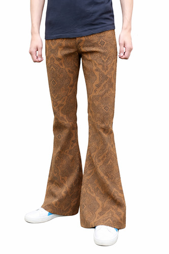 Flares brown paisley mens bell - flares,