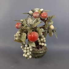 Bonsai cinese marmo giada legno pesco della saggezza esposizione vintage