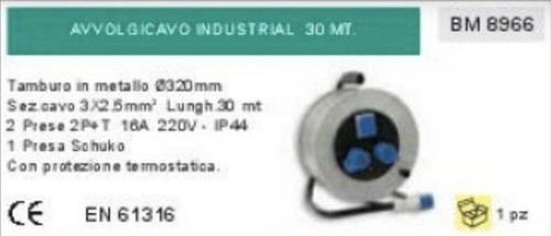 Avvolgicavo industriale 30m - avvolgicavo,