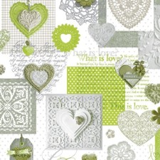 Tela Cerata Tovaglia Love Cuori Verde 606.3 Angolare Rotondo Ovale