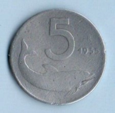 5  lire 1955  moneta italiana rara